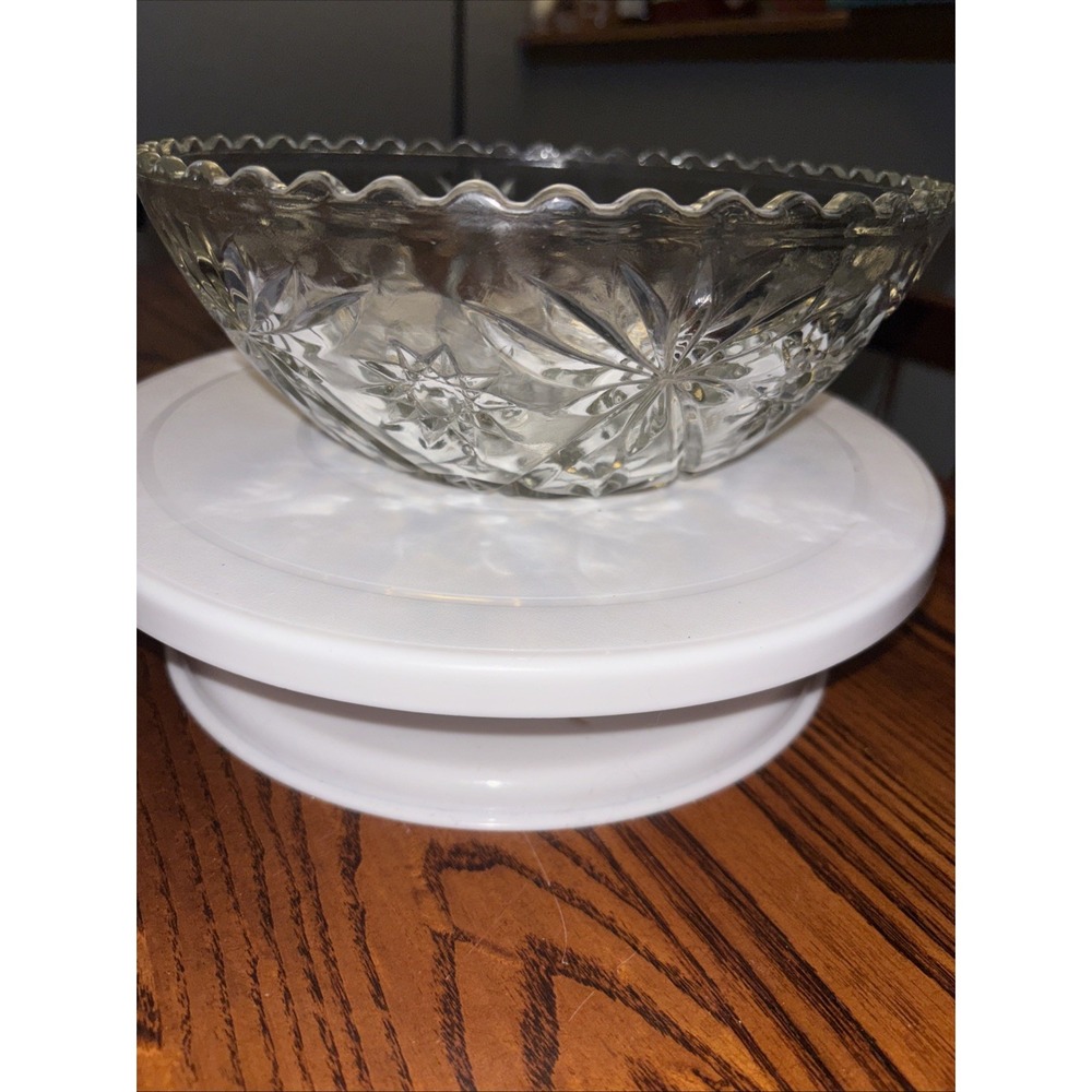 Vintage Anchor Hocking Serving Salad Bowl EAPC Star Of David Glass 8 ½"**64-6